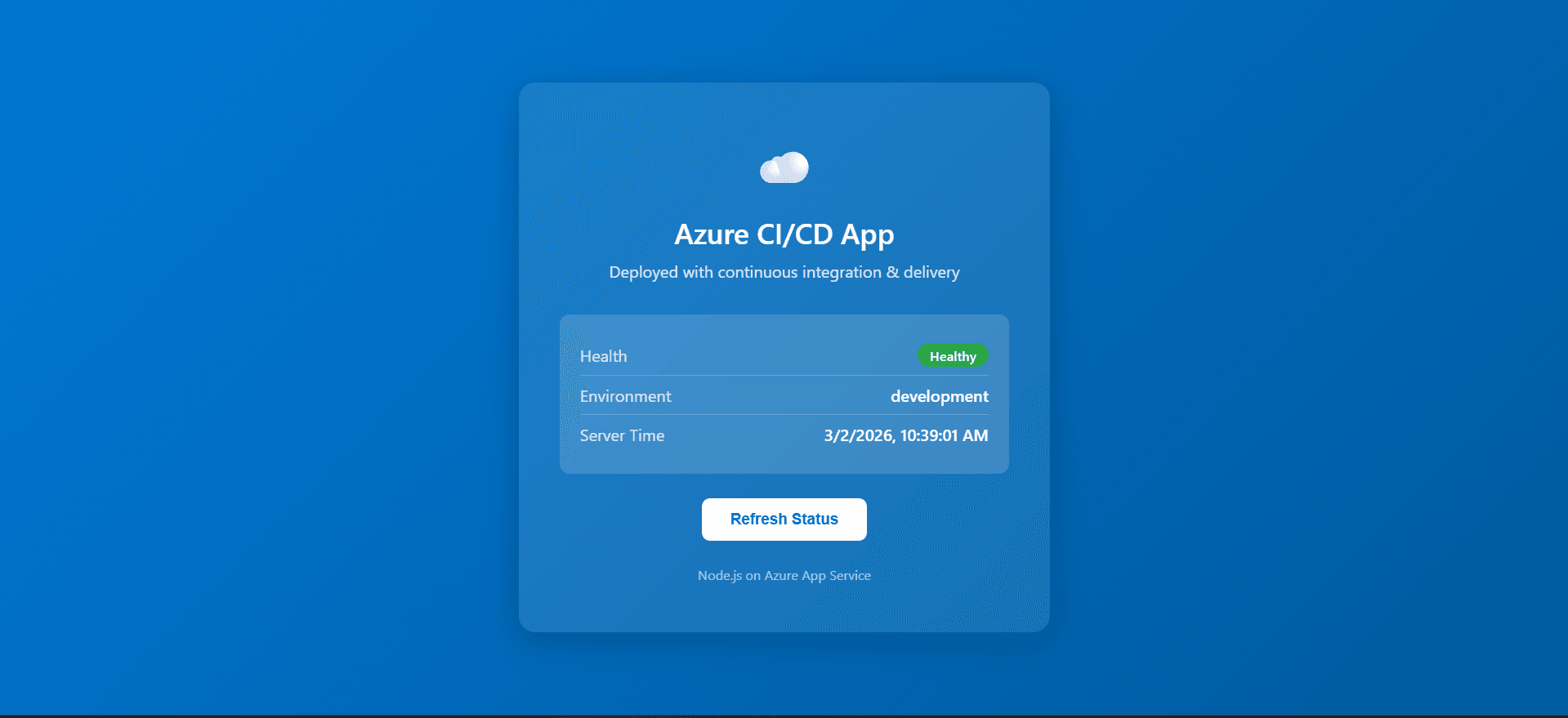 Simple Node.js App Host on Azure App Service